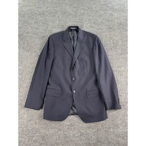 Polo Ralph Lauren Suit Jacket 42 L Blue Wool Solide Luxury Italy Blue Label